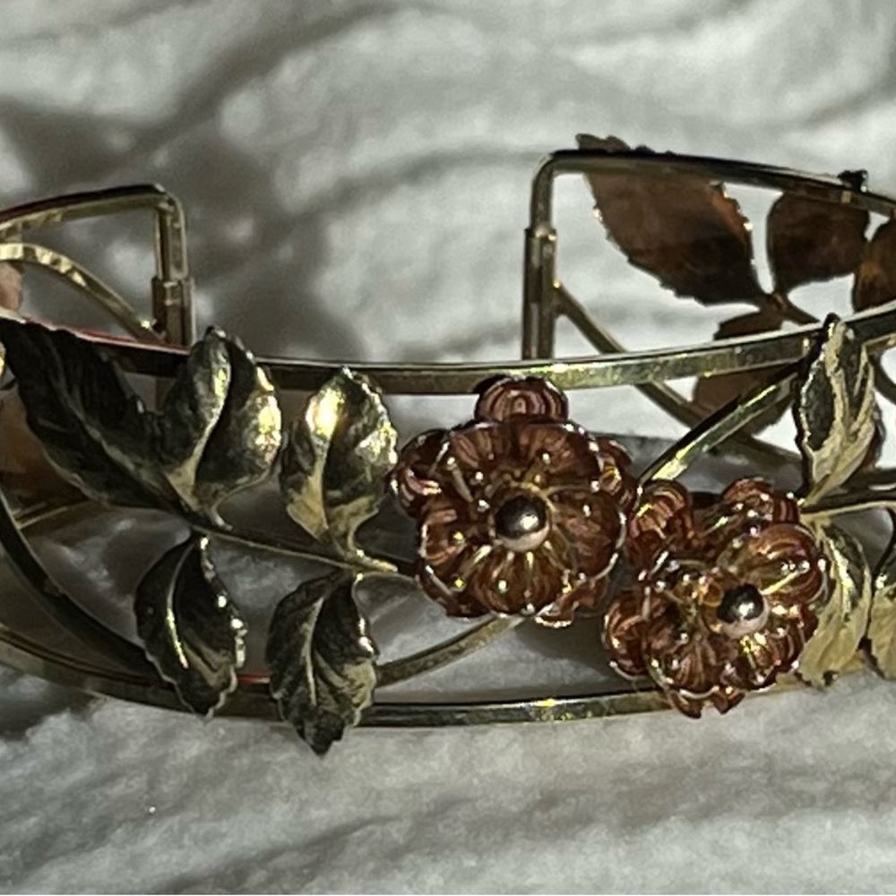 Krementz Vintage bracelet in 14kt gold overlay & rose goldtone. - Picture 2 of 13
